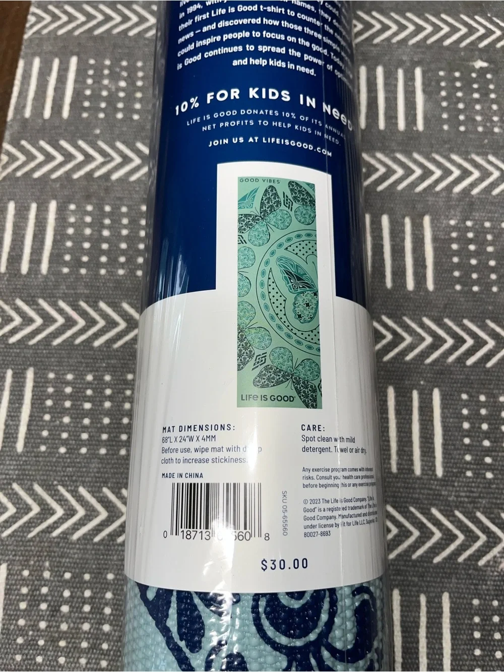 Life Is Good Blue Lightweight Non Slip Yoga Mat‎ Do What You Love 68
